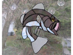 cinzento grande boca baixo striper Arte 2d bass peixe pesca de 3d print model - Mito3D