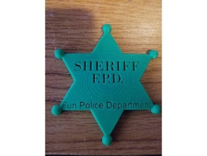sheriff badge says fun police accessories 3d print model - Mito3D