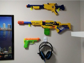 nerf wall peg hanger 3d printed toy & game accessories 3m command strips blaster pegs 3d print model - Mito3D