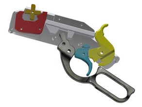 rifle de mecanismo juguetes mecánicos acción palanca banda goma la pistola 3d print model - Mito3D