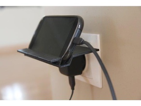 wall outlet charging tray android yotaphone 2 mobile phone charger earphone shelf eu 3d print model - Mito3D