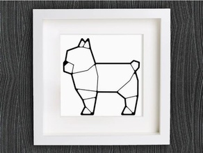 customizable origami french bulldog animals 2d art animal bracelet customized customizer decor decoration decorations decorative dog earring geometric geometrical home jewelry lowpoly low poly openscad pendant ring wall 3d print model - Mito3D