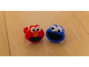 elmo cookie monster rings party favors 3d printing favor ring sesame street 3d print model - Mito3D