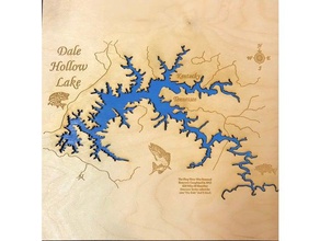 dale hollow lake carte découpé au laser 2d art sanctifier le kentucky lac lasercut tennessee 3d print model - Mito3D