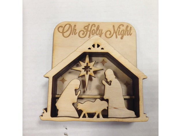 la coupe de laser nativité zone d'ombre décor Art 3d bethléem les fêtes noël décoration décorations période sainte nuit jésus jésus-christ joseph lasercut couche mangeoire scène marie mère le père shadowbox étoiles bois 3D print model - Mito3D