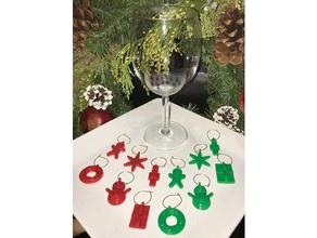christmas wine charms kitchen & dining charm wineglass 3d print model - Mito3D