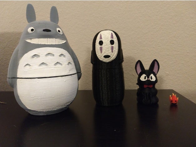 studio ghibli nesting doll toys & games anime character calcifer howls moving castle jiji kikis delivery servic matryoshka my neighbor totoro no-face noface no face russian spirited away 3D print model - Mito3D