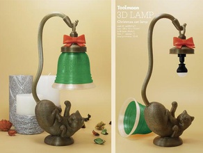 christmas cat lamp decor light toolmoon 3d print model - Mito3D