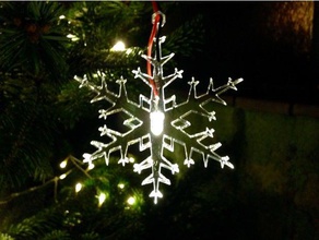 led-lit snowflake decor 3dprintable acrylic christmas decoration tree lasercut led light malmomakerspace plexiglass 3d print model - Mito3D