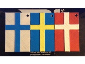 Danimarka İsveç Finlandiya bayrağı 2d sanat bayrak çok renkli nordic İskandinavya İskandinav 3d print model - Mito3D