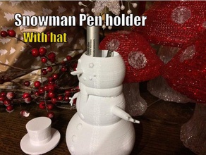 bonhomme de neige porte-plume chapeau décor les fêtes noël décoration joyeux porte-crayon porte-stylo sblerky figure modèle 3d print model - Mito3D