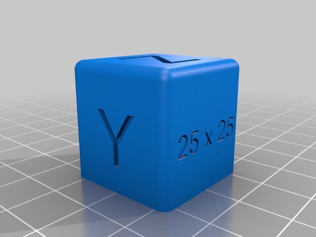 25 x mm calibration cube 3d printing tests bed part print test hypercube evolution printer sparkcube z 3D print model - Mito3D