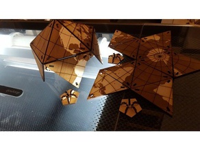 dymaxion globe - tabbed wooden vertices semi parametric learning lasercut laser cut 3d print model - Mito3D