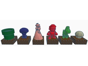 super mario satranç seti takımı 64 mantar boru toad nintendo şeftali Prenses Süper bros zehirli video oyunu oyunları karakteri warp yoshi 3d print model - Mito3D