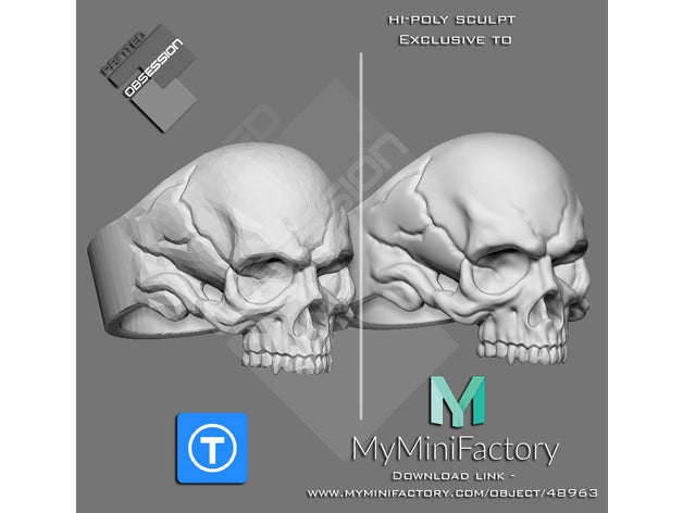 skull ring rings human skulls statement 3D print model - Mito3D
