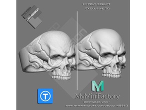 skull ring rings human skulls statement 3d print model - Mito3D