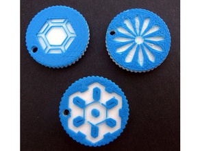 chave berloques duas cores moedas e selos openscad 3d print model - Mito3D