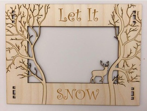 holiday christmas frame w deer decor decoration decorations tree happy holidays laser lasercut lasercutter lasercutting cut cutter engraver merry picture reindeer wood 3d print model - Mito3D