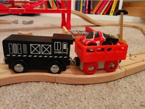 tren de madera contenedor vagón coche la plataforma juguetes y accesorios juego brio compatible creado freecad v016 imaginarium hecho penny racers juguete conjunto 3d print model - Mito3D