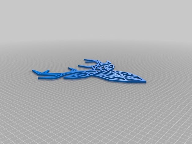 geometric deer Wand-Skulptur - Stück Skulpturen 3D print model - Mito3D