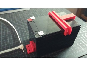 suporte para bateria de 12v - 12ah-sla hobby De 12 volts a da laços cabo monte ziptie zip tie 3d print model - Mito3D
