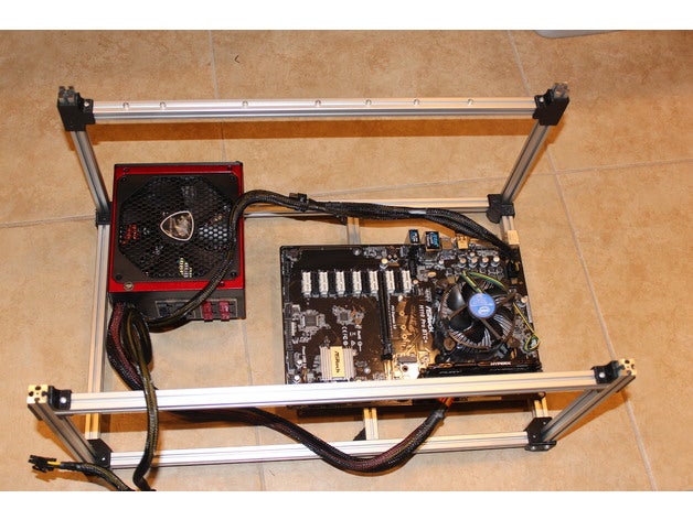 mining rig frame 1515 extrusion v2 stackable coins & badges gold gpu company equipment 3D print model - Mito3D