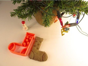 christmas sock-cookie-cutter Küche und Esszimmer Weihnachten Weihnachts-Strumpf cookie cutter dots Relief Urlaub nikodem bartnik santa Socke 3d print model - Mito3D