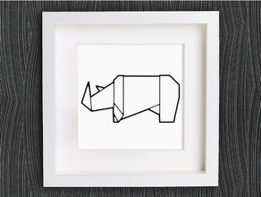 personalizzabile origami rhino animali 2dart 2d art animale braccialetto su misura customizer arredamento la decorazione le decorazioni decorativo orecchino geometrica geometrico per casa gioielli lowpoly low poly nashorn collana openscad ciondolo rhinoceros anello della parete 3d print model - Mito3D