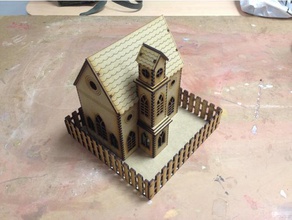 lasercut simple church no cross sculptures 3d print model - Mito3D