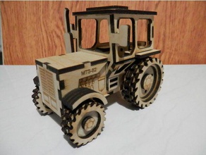 traktör bev kesme kombine model lazer mekanik oyuncaklar lasercut 3d print model - Mito3D