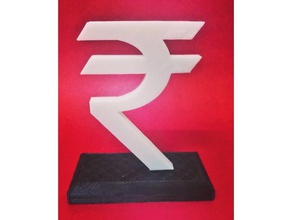 Rupie logo indischen Währung Münzen und Abzeichen Indische Rupie-symbol 3d print model - Mito3D