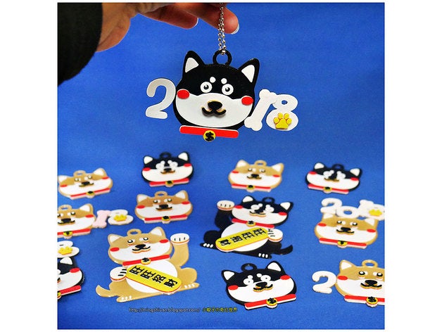 2018 felice nuovo anno cinese cane portachiavi magneti i animale animali il cani keychain tinkercad 3D print model - Mito3D