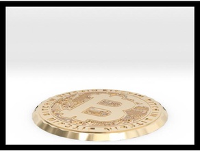 bitcoin coin & coaster one sided coins badges btc crypto cryptocurrency digital currency drinking drinks drink glasses money 3d print model - Mito3D