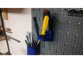 screw driver holder pegboard tool holders & boxes metric hook mount screwdriver 3d print model - Mito3D