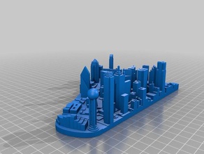 dallas skyline di downtown - sottile base sculture 3d print model - Mito3D