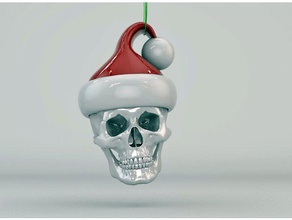 merry christmas santa skull ornament decor decorations claus hat xmas tree ornaments 3d print model - Mito3D
