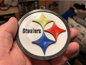 steelers ornamant designed 5 color print signs & logos pittsburgh 3d print model - Mito3D