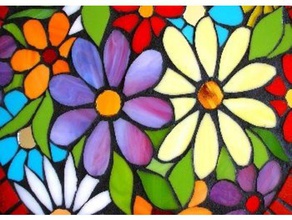 flower mosaic 2d art decoration flowers stained glass 3d print model - Mito3D