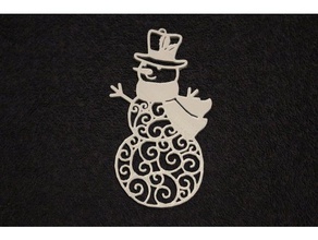 snowman swirls 2d art christmas ornament 3d print model - Mito3D