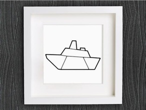 personalizável origami barco a vapor Arte 2d pulseira decoração decorações decorativos brinco geométricas da casa jóias lowpoly baixa contagem de polígonos colar openscad pingente anel navio parede 3d print model - Mito3D