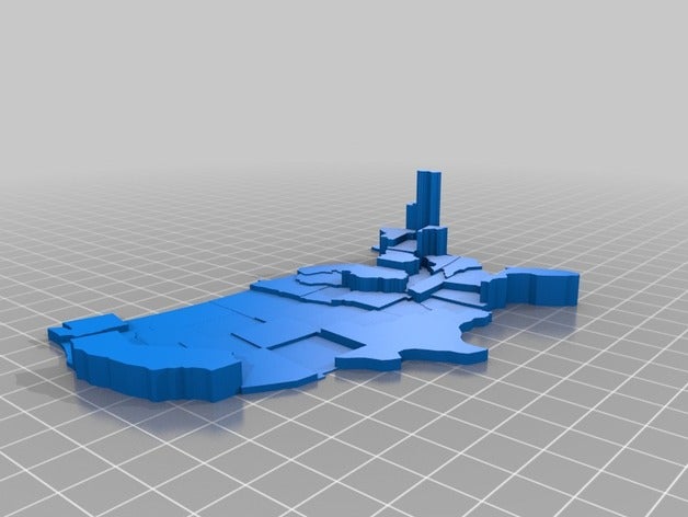 my customized contiguous united states prism map learning 3D print model - Mito3D