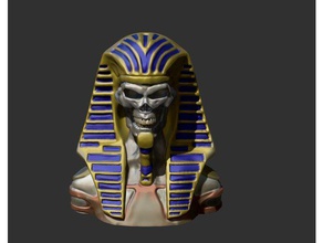 mortos-vivos faraó busto A impressão 3d do crânio 3d print model - Mito3D