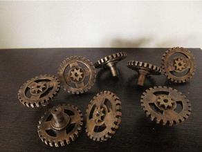 steampunk handles household cabinet handle cogs drawer knob 3d print model - Mito3D
