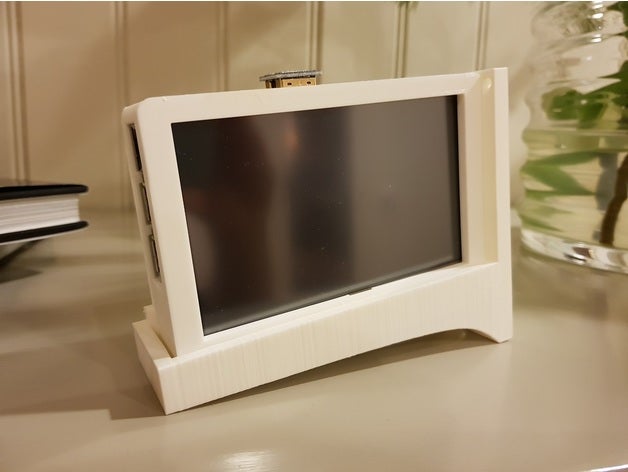 pi 3 caso 5 polegadas touch screen ao lado da parede de montagem eletrônica 3D print model - Mito3D