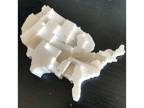 estados unidos da américa de aprendizagem Mapa 3d personalizado a visualização dados saúde cuidados o mapa obama estatísticas eua política dos 3d print model - Mito3D