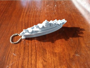 battleship - rotating gun turrets key fob keychains keychain ship 3d print model - Mito3D