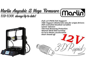 anycubic i3 mega 119 12-Volt-firmware-mod ultrabase 110-11xx 3d-drucken blackcombify 3d print model - Mito3D