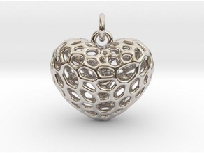 voronoi-Herzen gefüllt kleine Herzen Schmuck 3d-gedruckten coeur gold Herz Stellwerk Juwel lux luxe Luxus Metall Halskette Anhänger shapeways Silber voronoi 3d print model - Mito3D