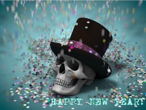 happy new year mr skull sculptures cylinder hat top 3d print model - Mito3D
