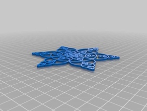 récursive des cercles 2d art blockscadsnowflake 3d print model - Mito3D